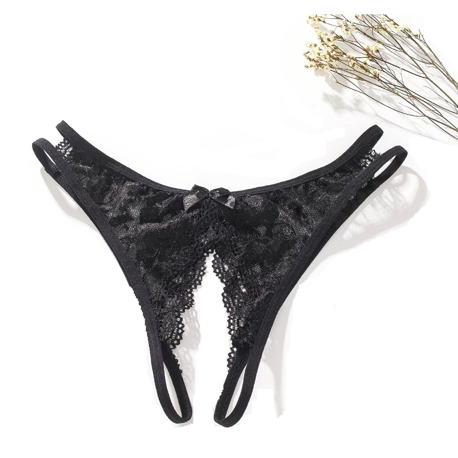 Justgoo Womens Lace G-String Thongs Panties Underwear Low Rise T-Back Underpants Pack of 1-5