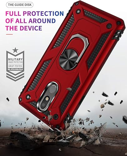 Miniatura 4 de Funda de grado militar para LG Aristo 4 Plus, LG Aristo 4+Aristo4K30 2019Prime 2Escape Plus, funda de metal giratoria, soporte magnético para