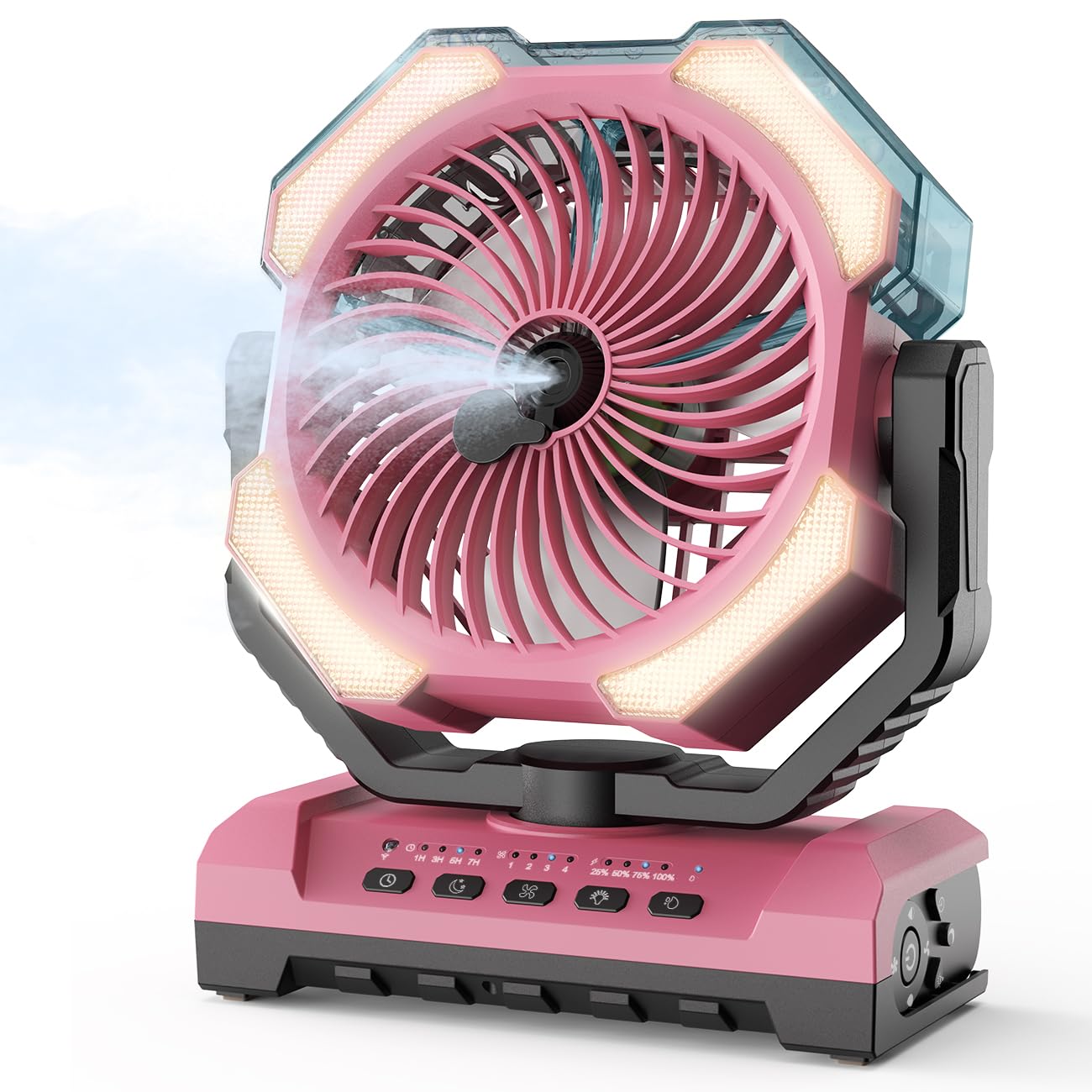 Photo 1 of ** NOT FUNCTIONAL *** ***07/31 SOLD FOR PARTS // FINAL SALE *** Aopircs Misting Fan - Pink Portable Rechargeable Fan with 9oz Water Tank, Light, Hook - Versatile, 120H MAX Cooling, Last 5H Mist, 4 Speed, Sleep Mode - Outdoor Fans for Camping, Travel, Pati