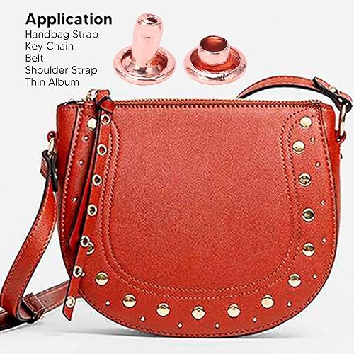 Miniatura 3 de Tgoon Remaches de doble tapa, 100 remaches de cuero, remaches de oro rosa, remaches de hierro y metal, botón redondo rápido para bolsos, bolsos,