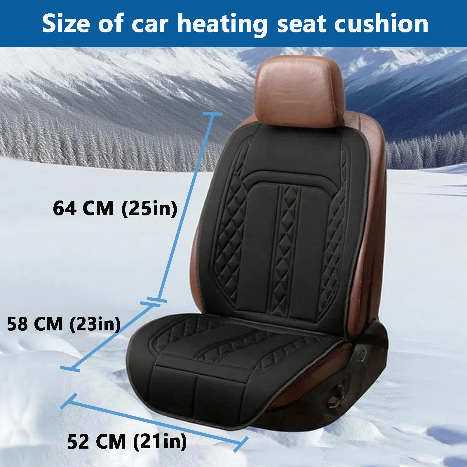 Car Seat Cover Funda Térmica Calefactable para Invierno Calefacción Rápida para Automóvil,Gray-twopieceset