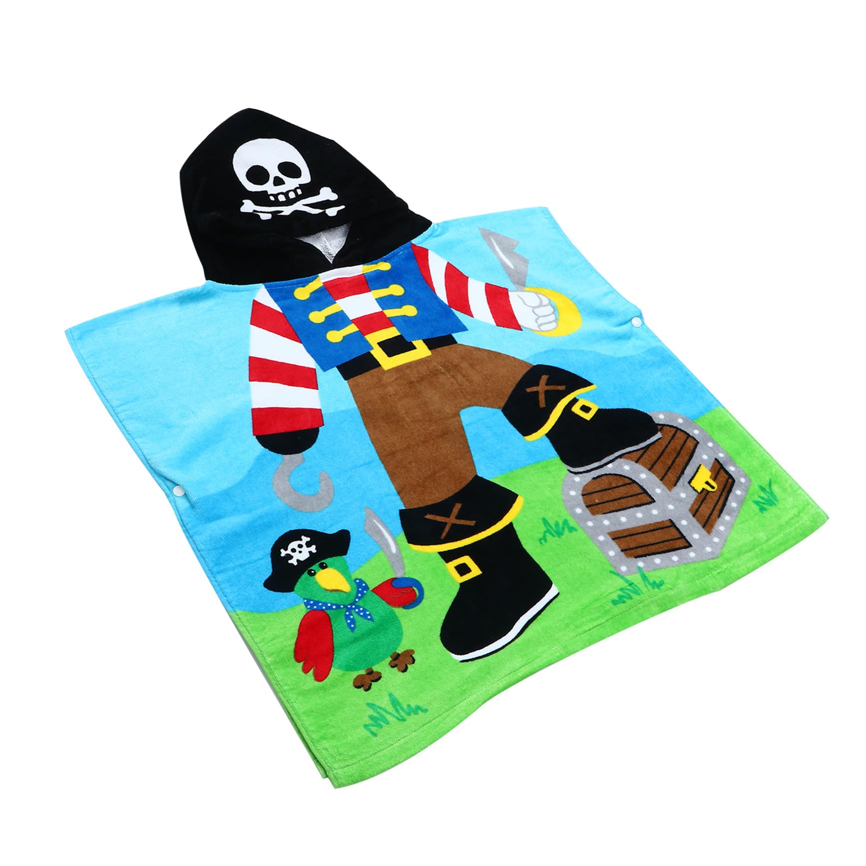 Peignoir de Bain Motif Pirate à Capuche pour Garçon et Filles en Coton