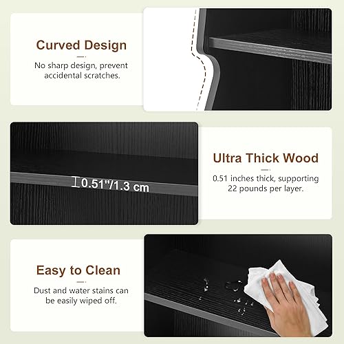 Miniatura 8 de Hoctieon Estantería de 5 niveles abierta con luz LED, estanterías de exhibición y almacenamiento independientes, organizador de exhibición moderno