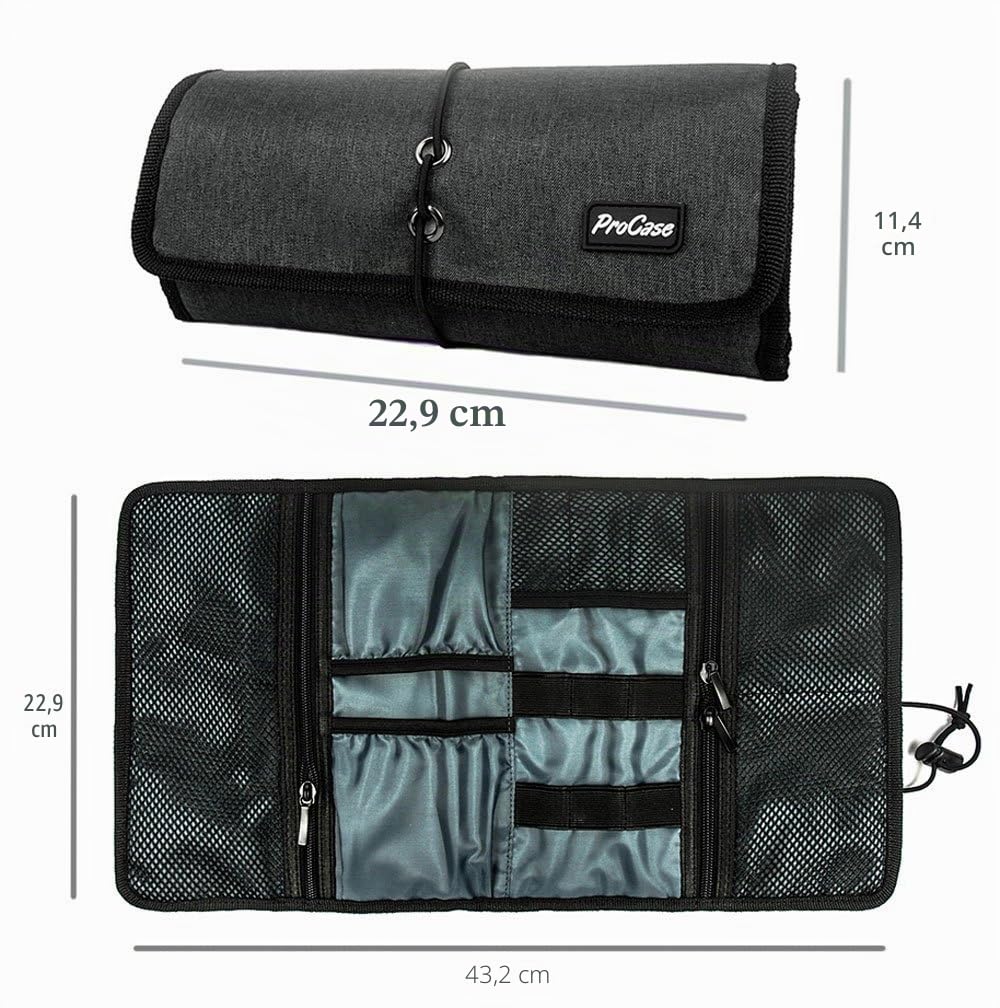 ProCase Borsa da viaggio per accessori elettronici, piccolo gadget custodia per caricabatterie, cavi USB, schede di memoria SD, auricolari, flash e hard disk