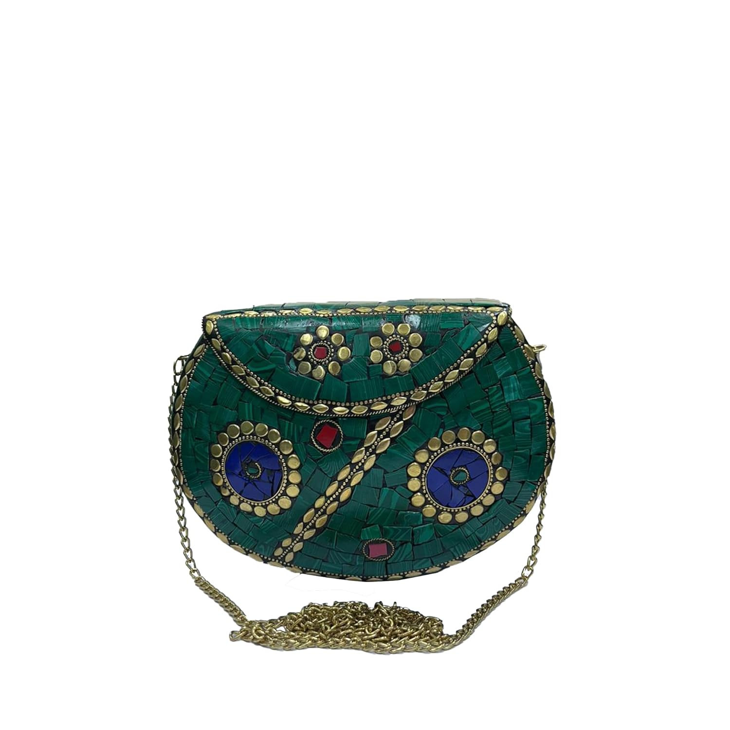 Shakuntala Textiles Bridal Women’s Antique Brass Purse Ethnic Handmade Metal Clutch Bag