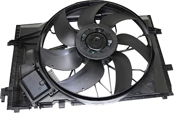 Go-Parts - Radiator Fan Assembly with Control Module for Mercedes-Benz C-Class 2001-2007 and CLK320 2003-2005, Replacement 2002 2003 2004 2005 2006 2007 2008