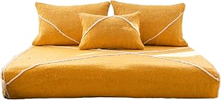 arabicsofa Moroccan Style Colorful Floor Couches – Handmade Modular Floor Cushions (Yellow 21, 4 ft Floor Sofa)