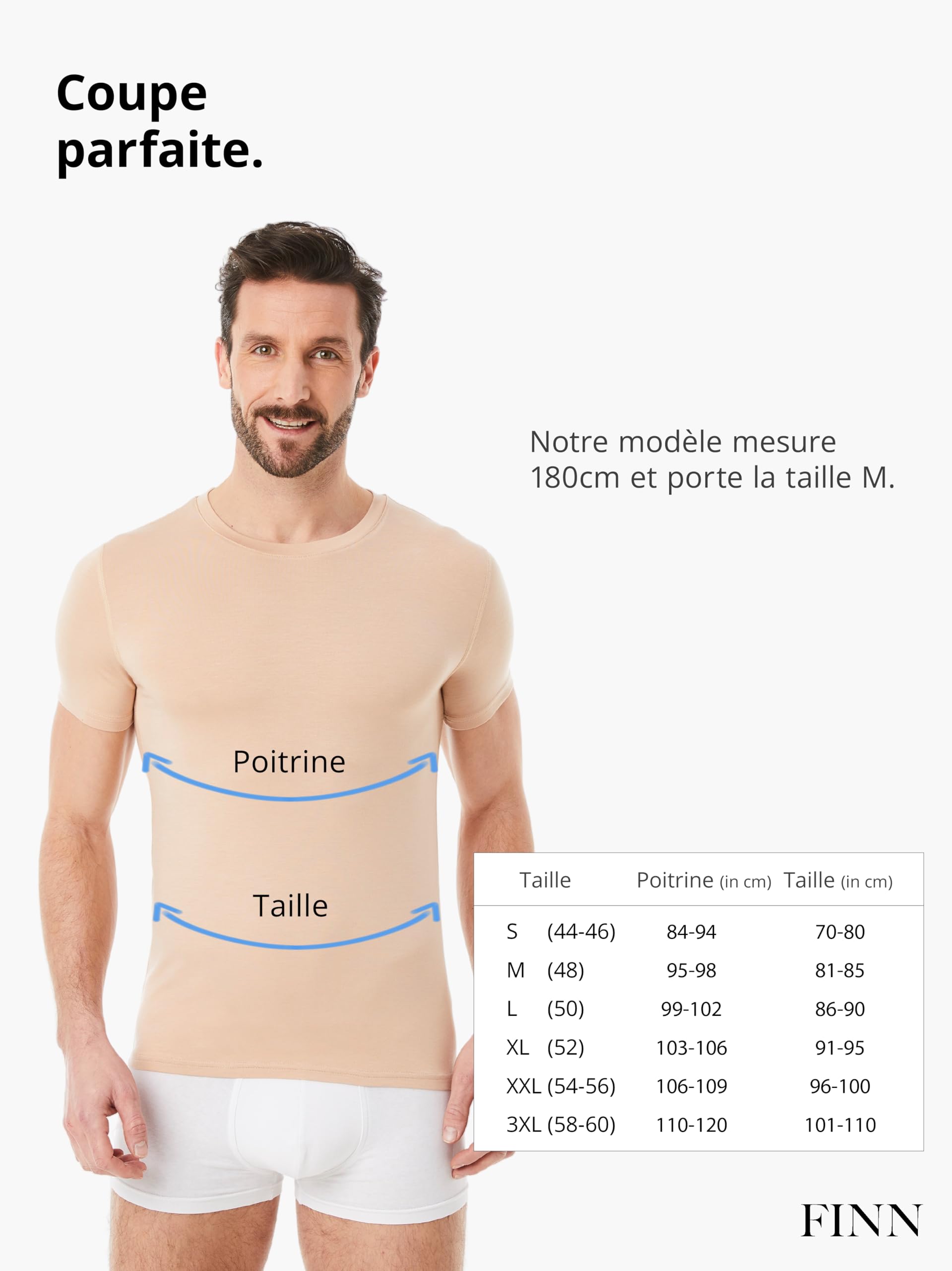 FINN Maillot de Corps Business pour Homme à Manches Courtes avec Col Rond - sous-Maillot en Tissu Original Lenzing® Modal - Le T-Shirt Parfait sous Une Chemise et Un Costume