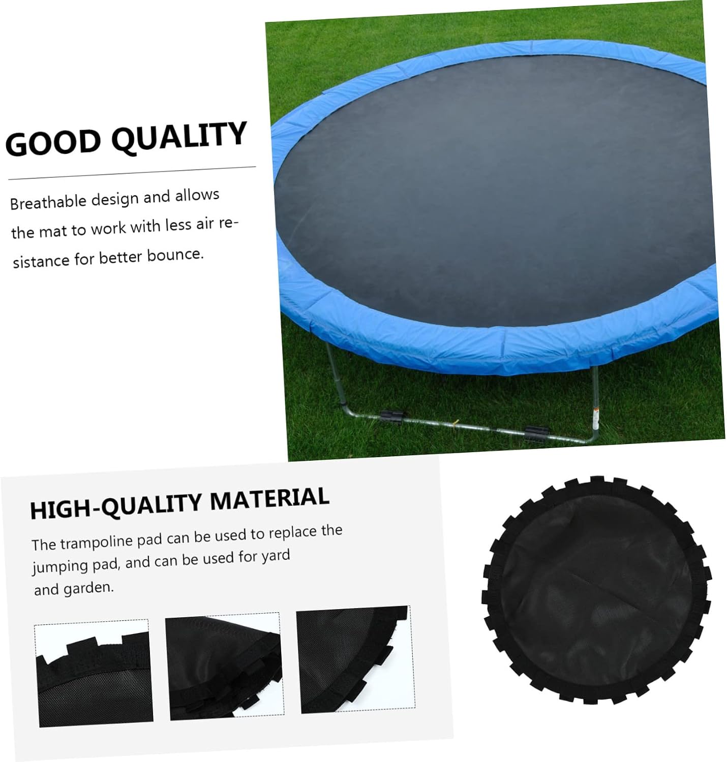 Trampoline Round Mat Replacement Breathable Jumping Mat for Boys and Girls Adults Trampoline Pads Accessory Outdoor Uv-Resistant