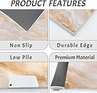 Vista 5 de 2Pcs Elegant Marble Texture Kitchen Mats for Floor Beige Retro Aesthetics Printed Non-Slip Washable Rugs Set Runner for Holiday Decor Entrance Porch