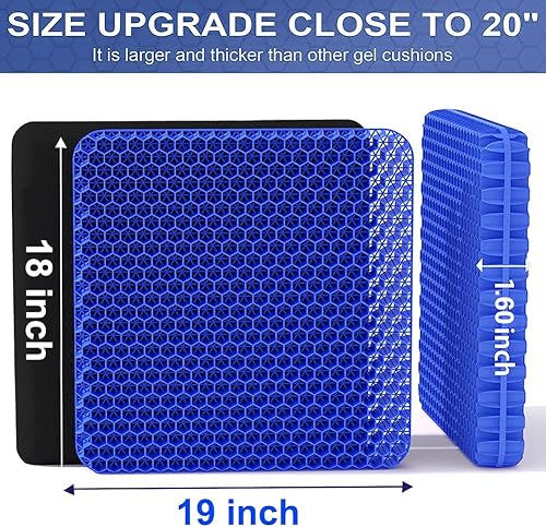 Miniatura 2 de Cojín de asiento de gel, (súper grande y grueso), diseño de panal transpirable, absorbe los puntos de presión, cojín de asiento con funda