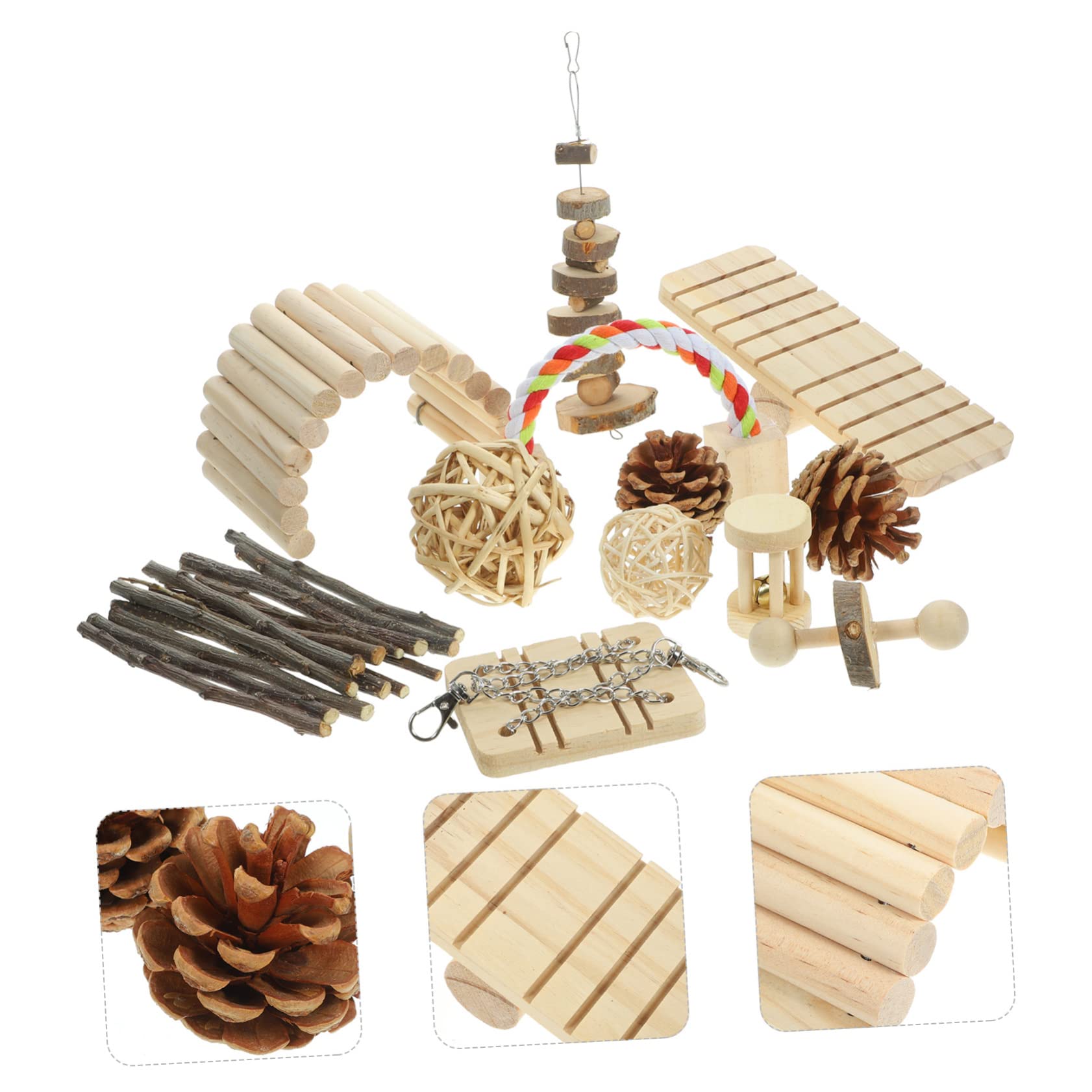 INOOMP 1set Giocattoli Da Masticare Legno Per Criceti e Conigli Inclusi Altalena e Dondolo Giochi Per Piccoli Animali Domestici Compagni Divertenti e Stimolanti Per Tuo Zampe