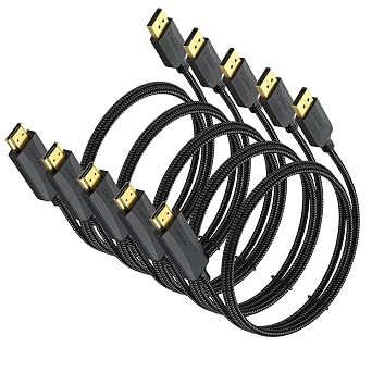 DisplayPort to HDMI Cable 4K 1.5 Feet 5-Pack, Short DP Display Port to HDMI Cable Adapter Cord Male to Male for Computer, Monitor, TV, Projector