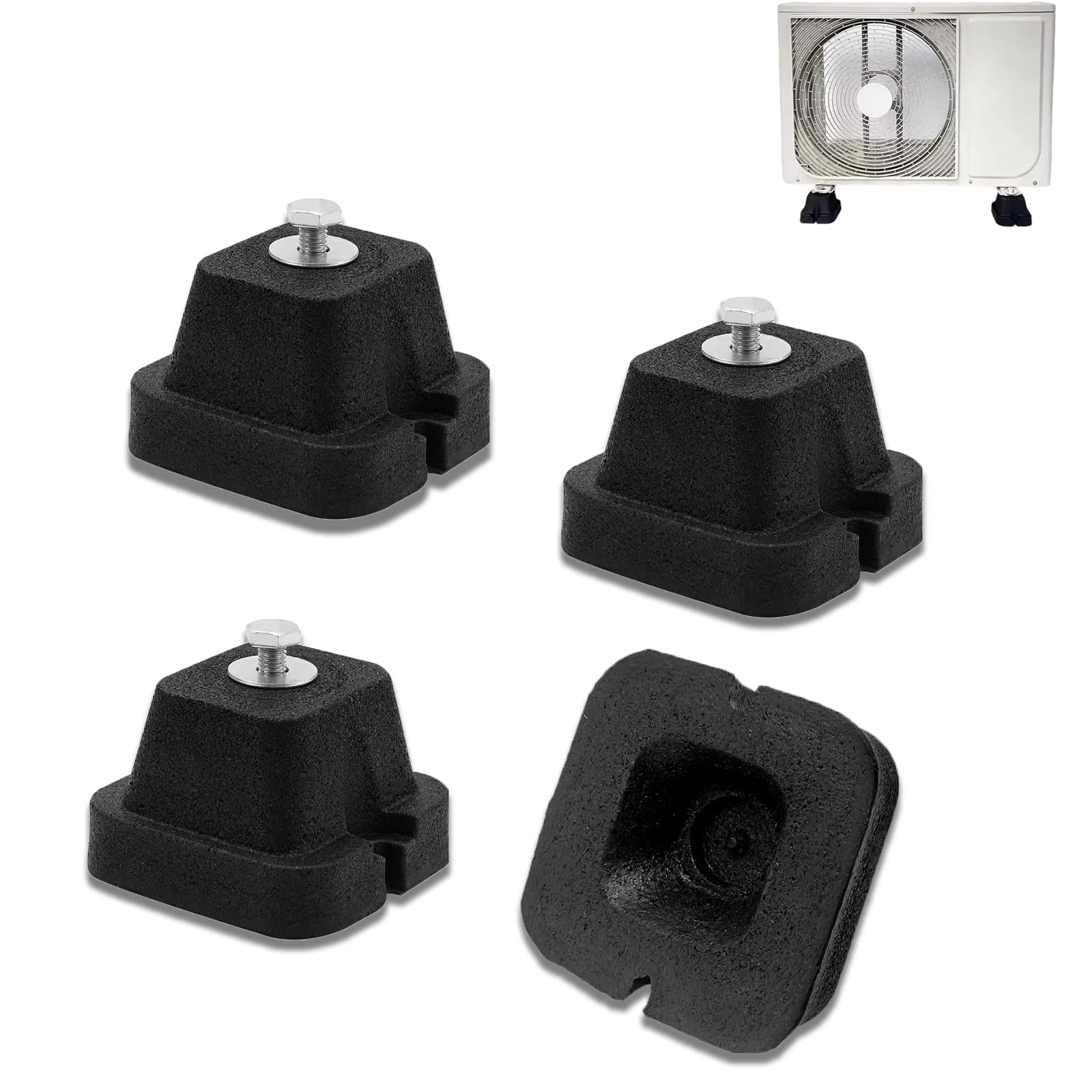 Supports d'amortissement en caoutchouc pour console de sol - Pieds anti-vibrations pour climatisation - 500 kg max (10 x 10 x 7 cm)