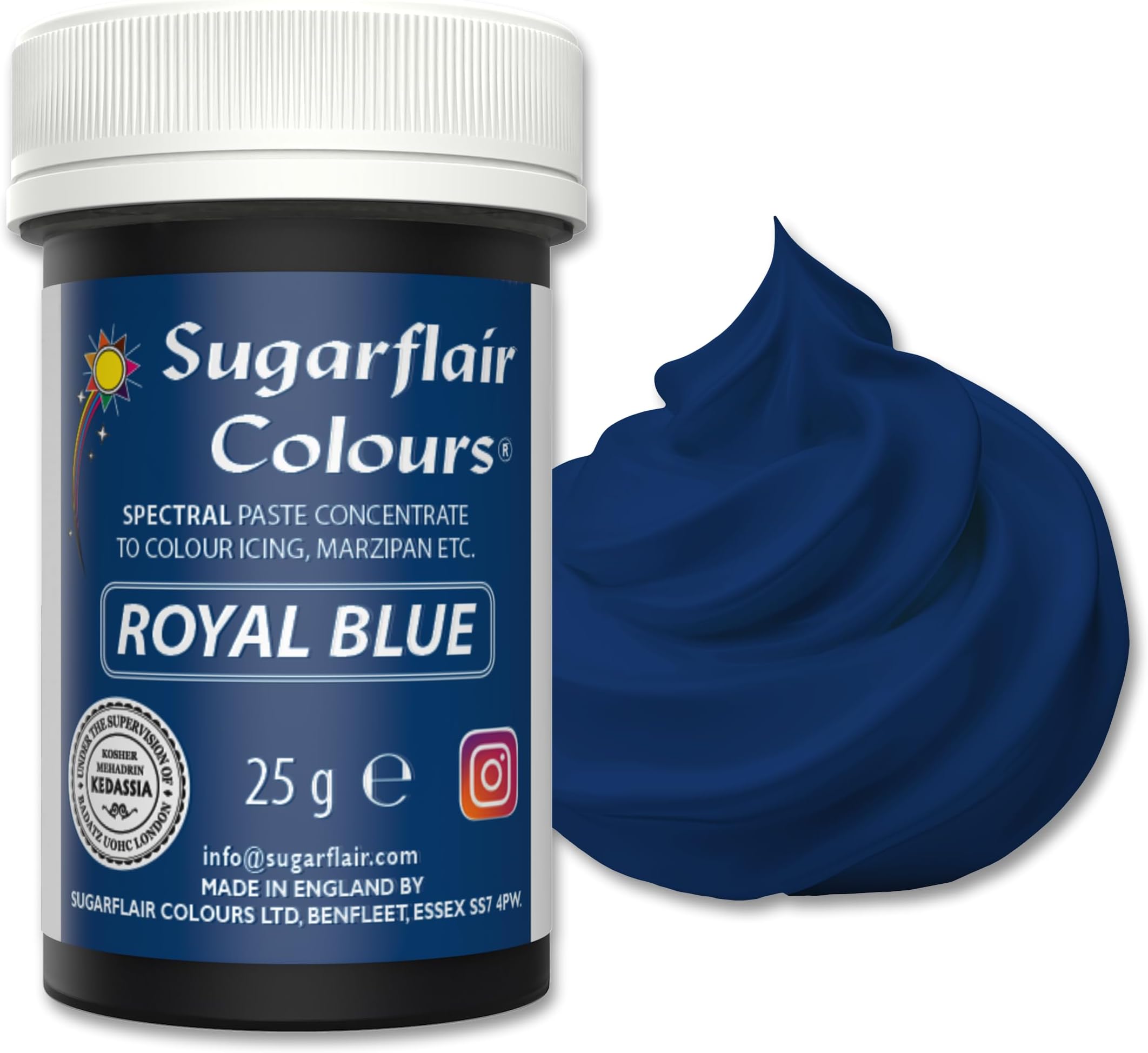 Sugarflair Spectral Royal Blue Food Colouring Paste 25g - Concentrated Paste Food Dye for Cake Decorating, Fondant, Buttercream, Cake Batter and More - Vegan, Kosher, Bake-Stable