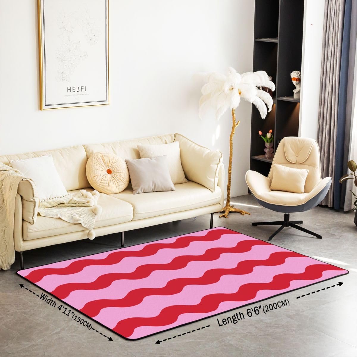 Homewish Tapis Salon 100x150cm Moderne Wavy Ligne