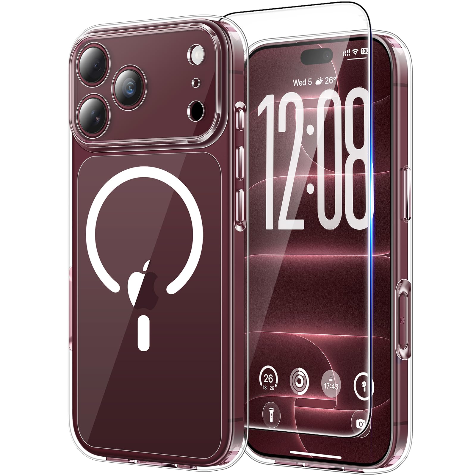 TAURI für iPhone 18 Pro Max Hülle 6,9" mit Schutzfolie - Durchsichtig