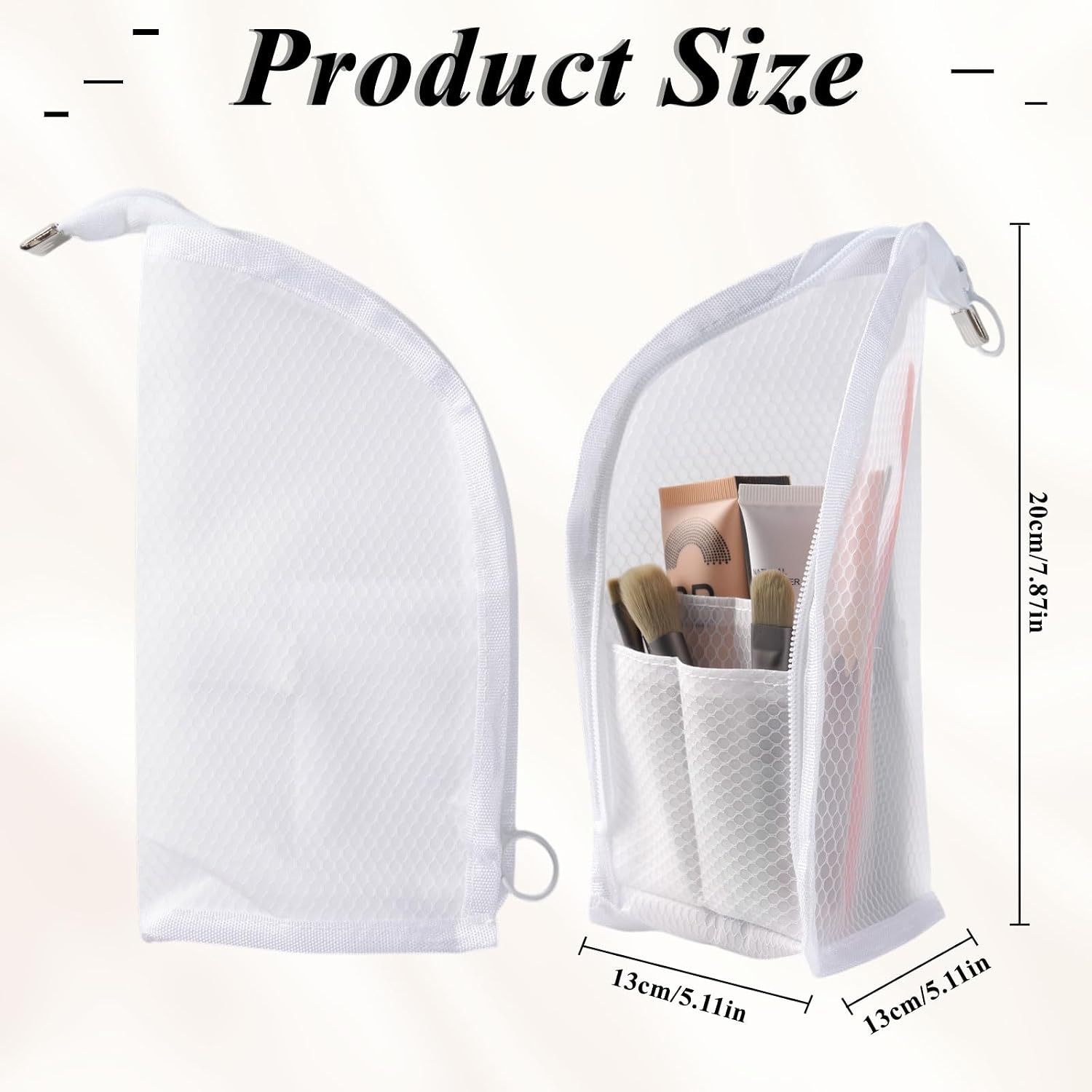 Standing Toiletry Bag, Waterproof Travel Cosmetic Bag with Mesh Pockets
