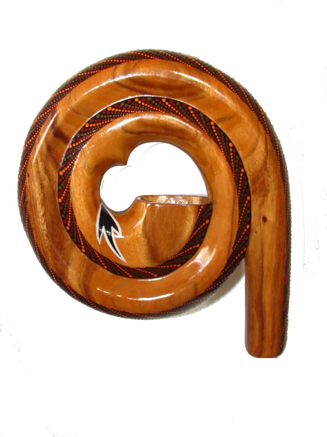 Hand Painted Suar Wood Curly Didgeridoo Travel Unique (Red 2