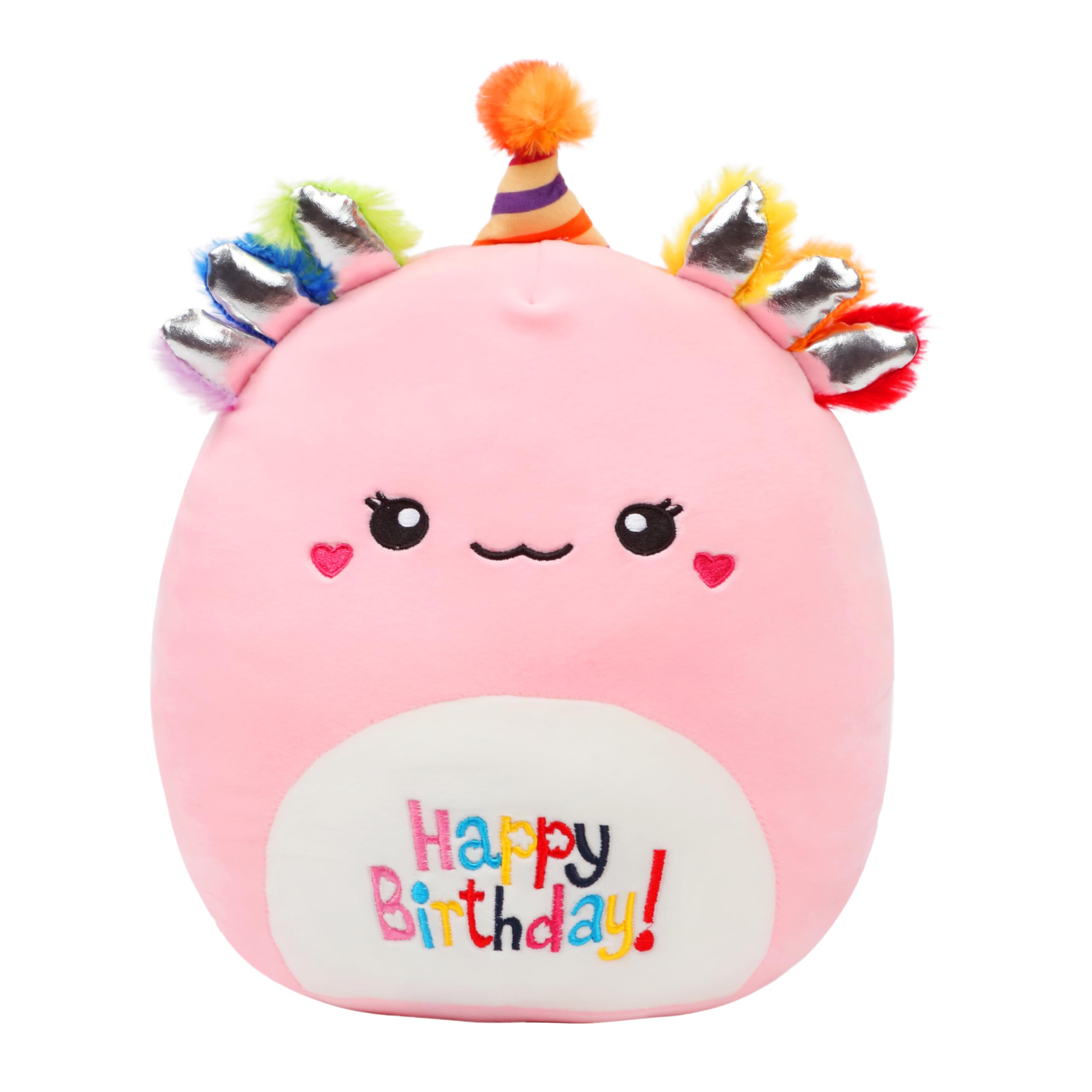 Mushymallow 20-Inch Large Axolotl Plush Pillow Jumbo Happy Birthday Throw Pillow Cute Axolotl Plush Toy Giant Soft Hugging Stuffed Animal Birthday