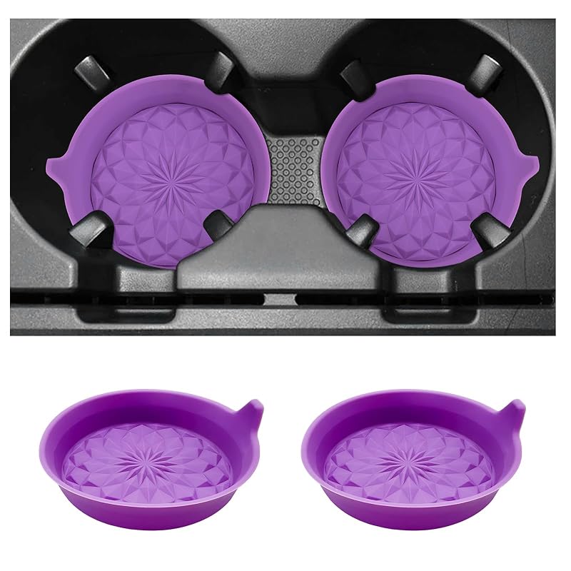 Kit com 2 Porta-Copos para Carro em Silicone com Textura Diamantada 6,99 cm, Roxo-Escuro BWBWND