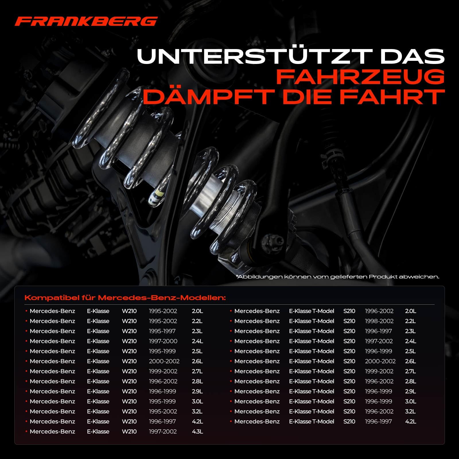 Frankberg 2x Federn Fahrwerksfeder Hinterachse Kompatibel mit E-Klasse W210 S210 E200 E220 E230 E240 E250 E270 E280 E290 E300 E320 E420 E430 1995-2002