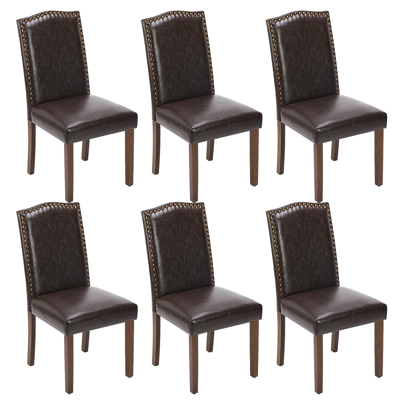 Amazon.com - Sweetcrispy Dining Chairs Set of 6, Upholstered Leather ...