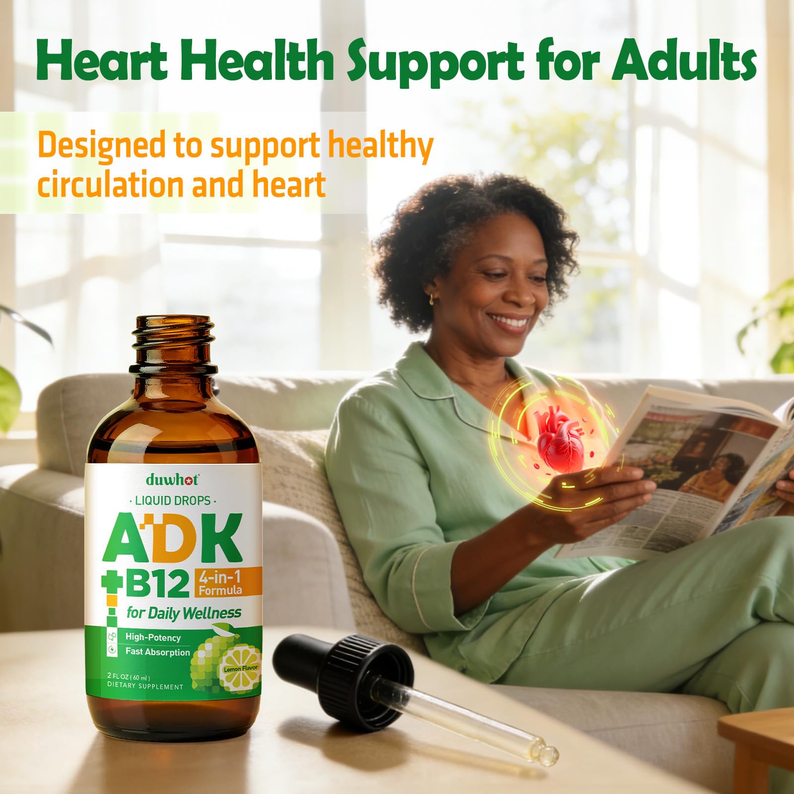 duwhot ADK + Vitamin B12 Liquid Drops, 2 Fl Oz — Amazon image 6