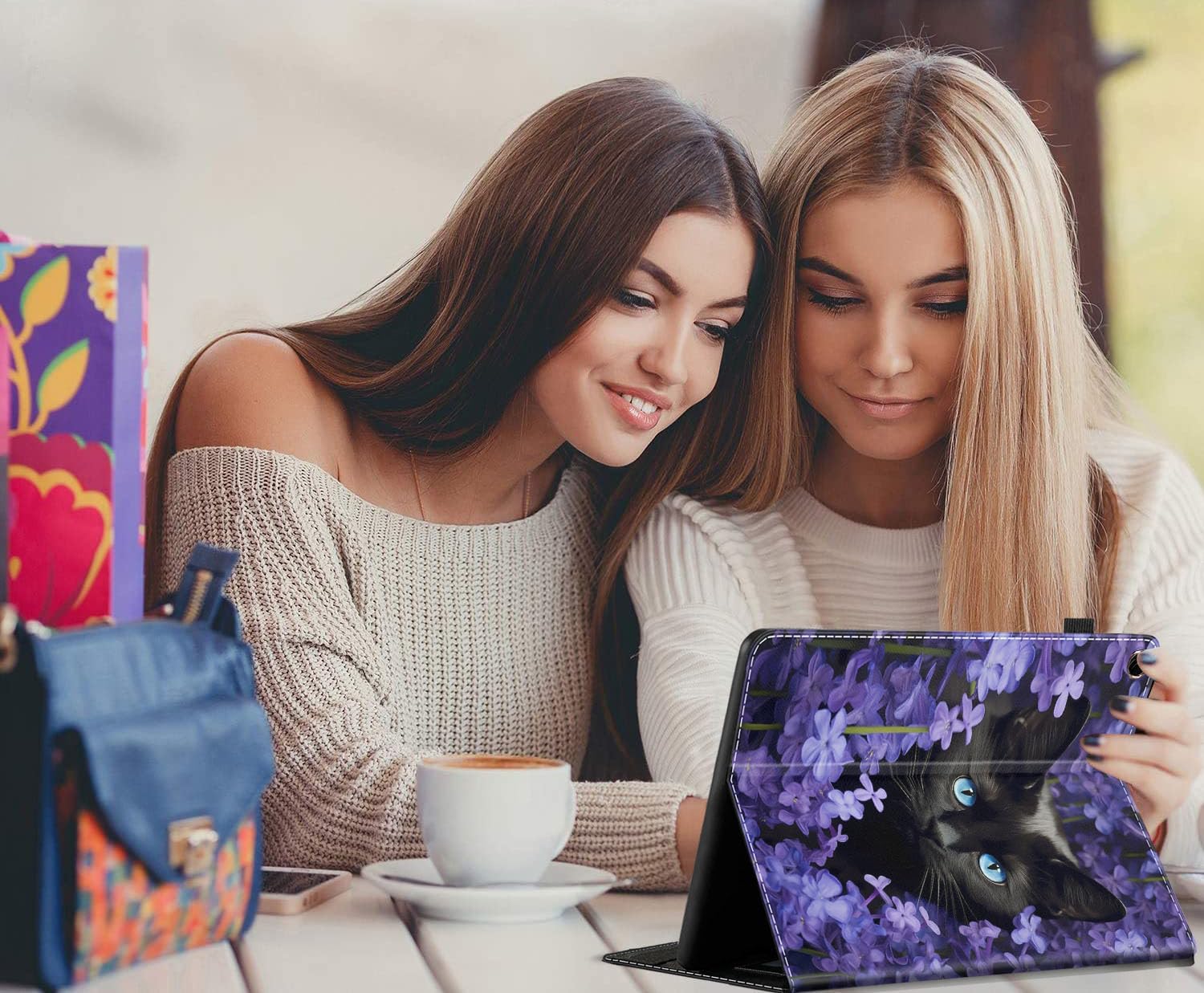 Case for All-New Amazon Fire HD 10 and Fire HD 10 Plus Tablet (Only Compatible with 11th Generation 2021 Release)-Multi-Angle View Adjustable Stand Auto Wake/Slee, Black Cat Art