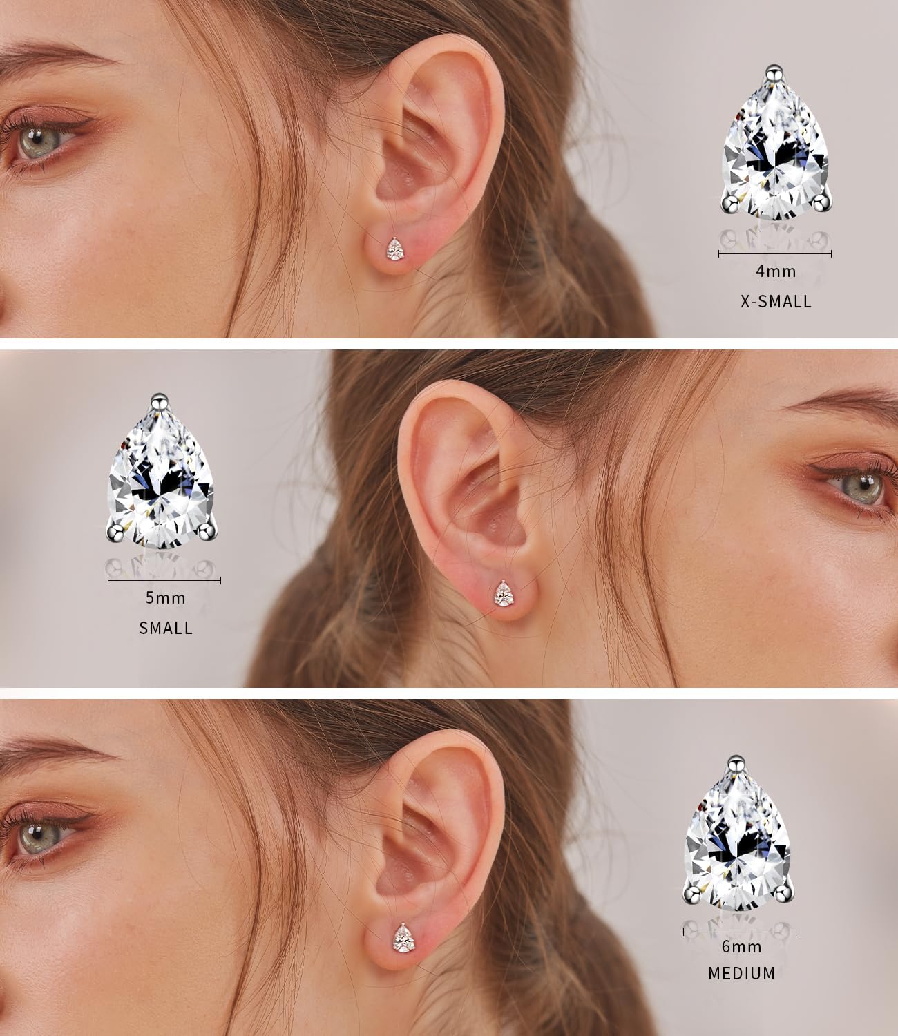 "STUNNING FLAME" Trillion-cut/Cushion-cut/Emerald-cut/Marquise-cut ... 18K White Gold Plated Sterling Silver Cubic Zirconia Simulated Diamond Stud Earrings for Women - Image 6