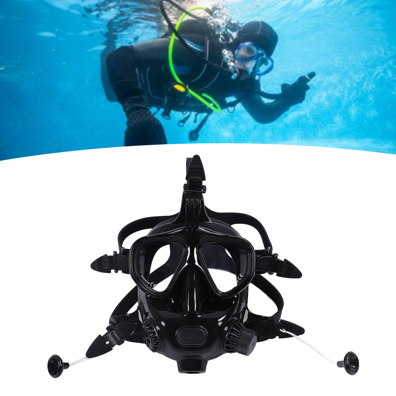 CHICIRIS Pełna Osłona Twarzy do Snorkelingu, Panoramiczny Widok 180° i Lekki Sprzęt do Nurkowania z Zaworem Spustowym Eksploracji Podwodnej, Rozmiar Uniwersalny