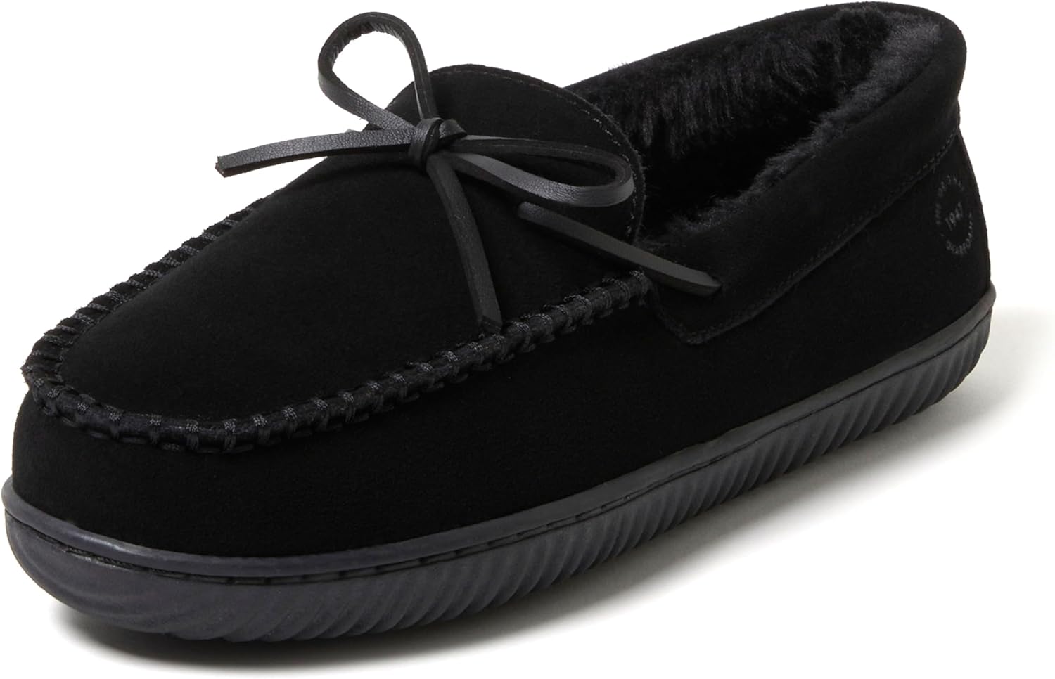 Dearfoams mens Hudson Genuine Suede Memory Foam Moccasin With Tie Slipper