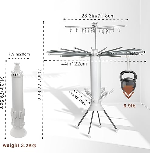 Miniatura 4 de Tendedero plegable de 4 patas con ruedas, portátil, de gran capacidad, ahorro de espacio, plegable, para uso doméstico en interiores y exteriores,
