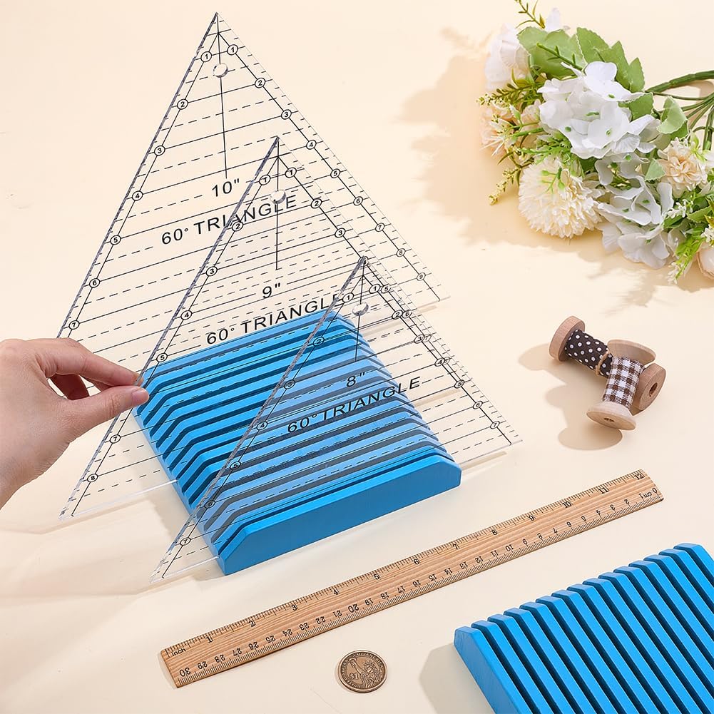 PH PandaHall 2 Pack Quilting Rulers Rack Storage, 14-Slot Ruler Holder Organizer Wood Quilting Templates Stand Holder Rack for Home Studio Workshop Sewing Organization, 15.3x14.7x3cm