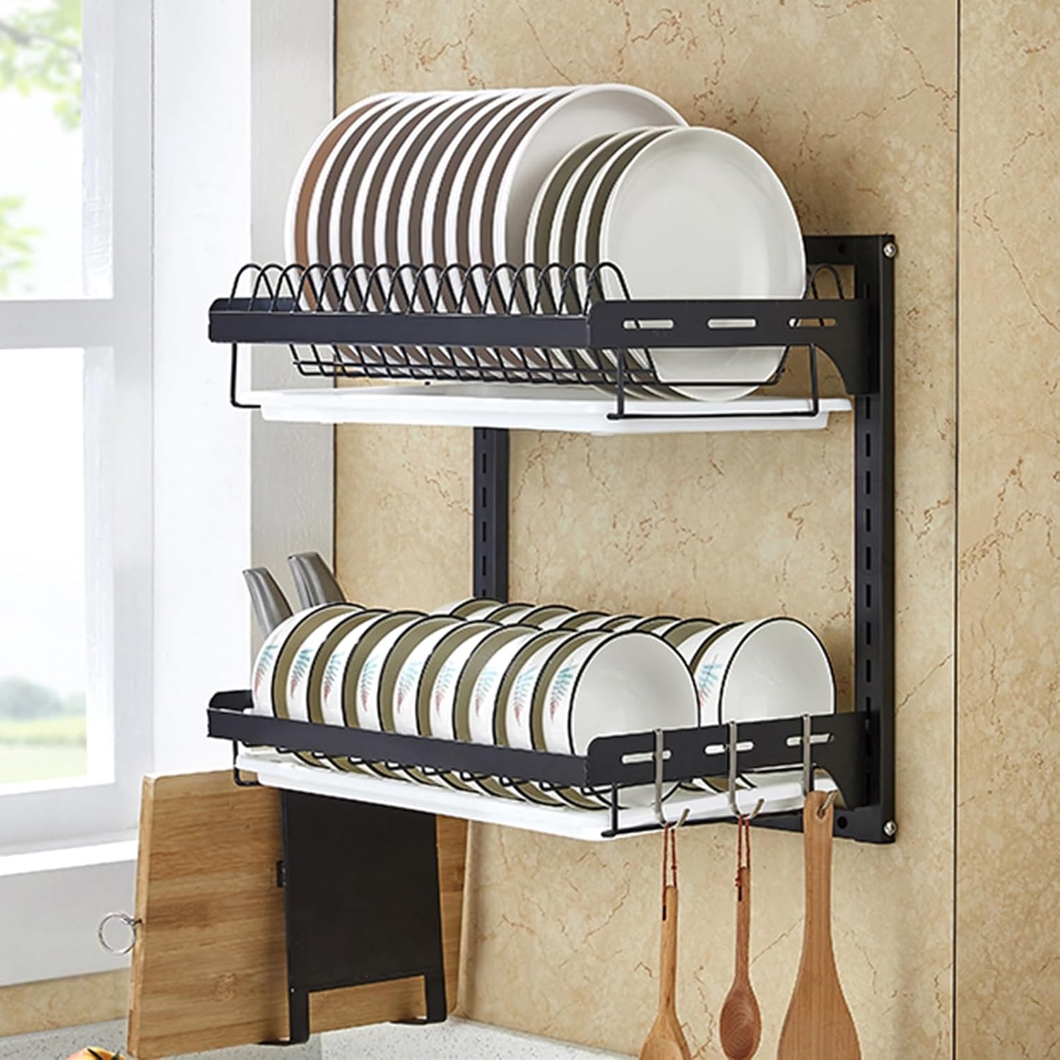 This Multi-functional Wall-mounted Kitchen Drain Rack Is Waterproof, Rustproof, And Can Store More Kitchen Utensils