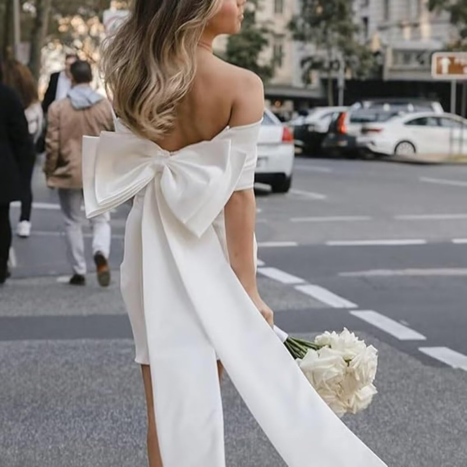 Ceinture extra-longue en satin avec gros nœud, 140 cm, noire