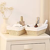 Vista 7 de Vagusicc Cesta de almacenamiento, juego de 3 cestas de mimbre de cuerda de papel tejida para almacenamiento con asas, cubos grandes de 15 pulgadas