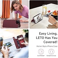Vista 271 de LETO para iPhone 15 Pro Funda tipo cartera - Tapa tipo folio con patada - Diseños de moda - Tarjetero - Funda protectora para mujeres y niñas - 6.1