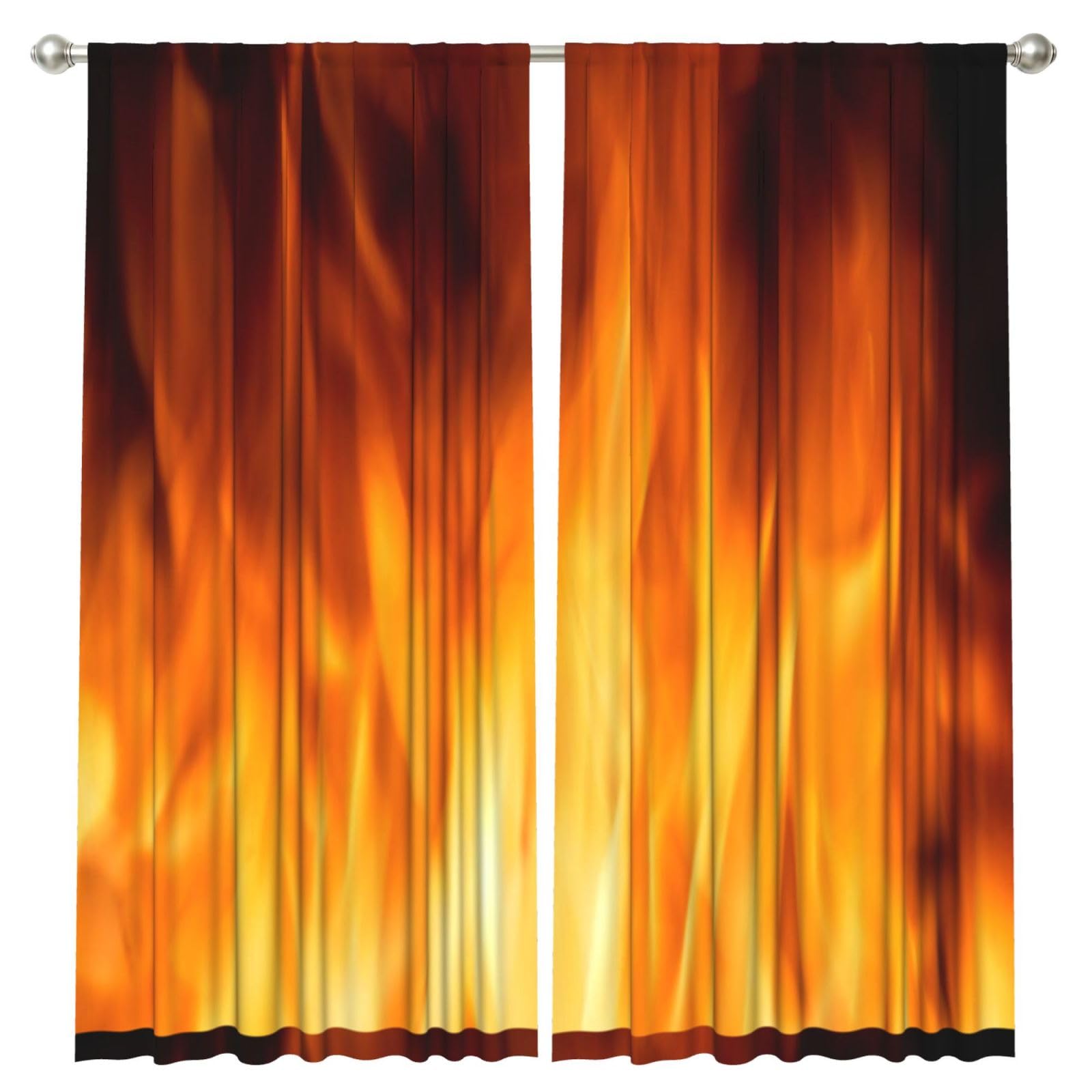 InOmak Colorful Fire Flame, 2 Panels Window Curtains 52 x 84 Inch Blackout Curtains for Living Room Bedroom