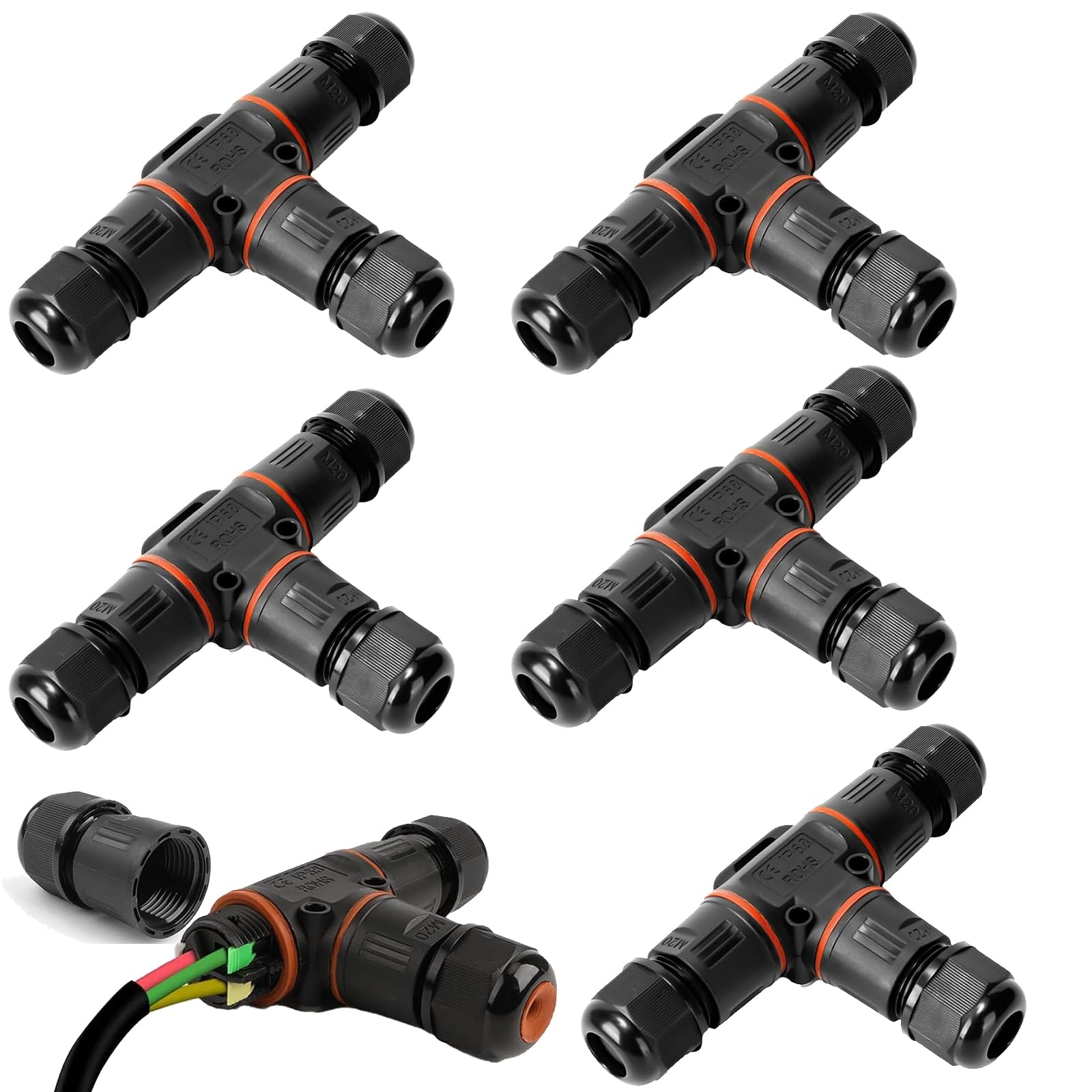 Cokritsm 5 PCS IP68 Waterproof Cable Connectors