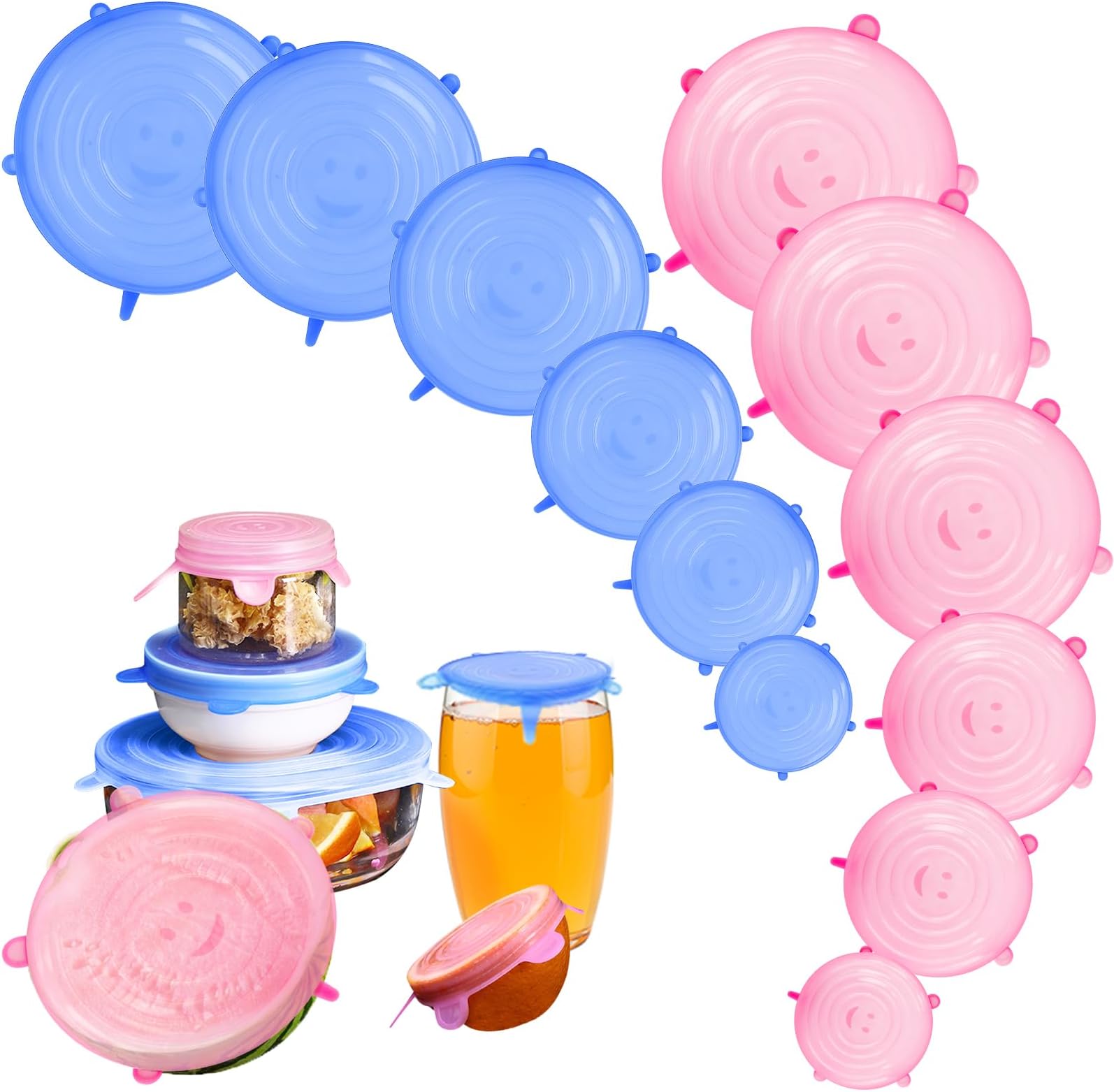 YSTrillion 6er Set Silikon-Stretchdeckel - Wiederverwendbare Frischhalteabdeckungen Für Küche & Haushalt