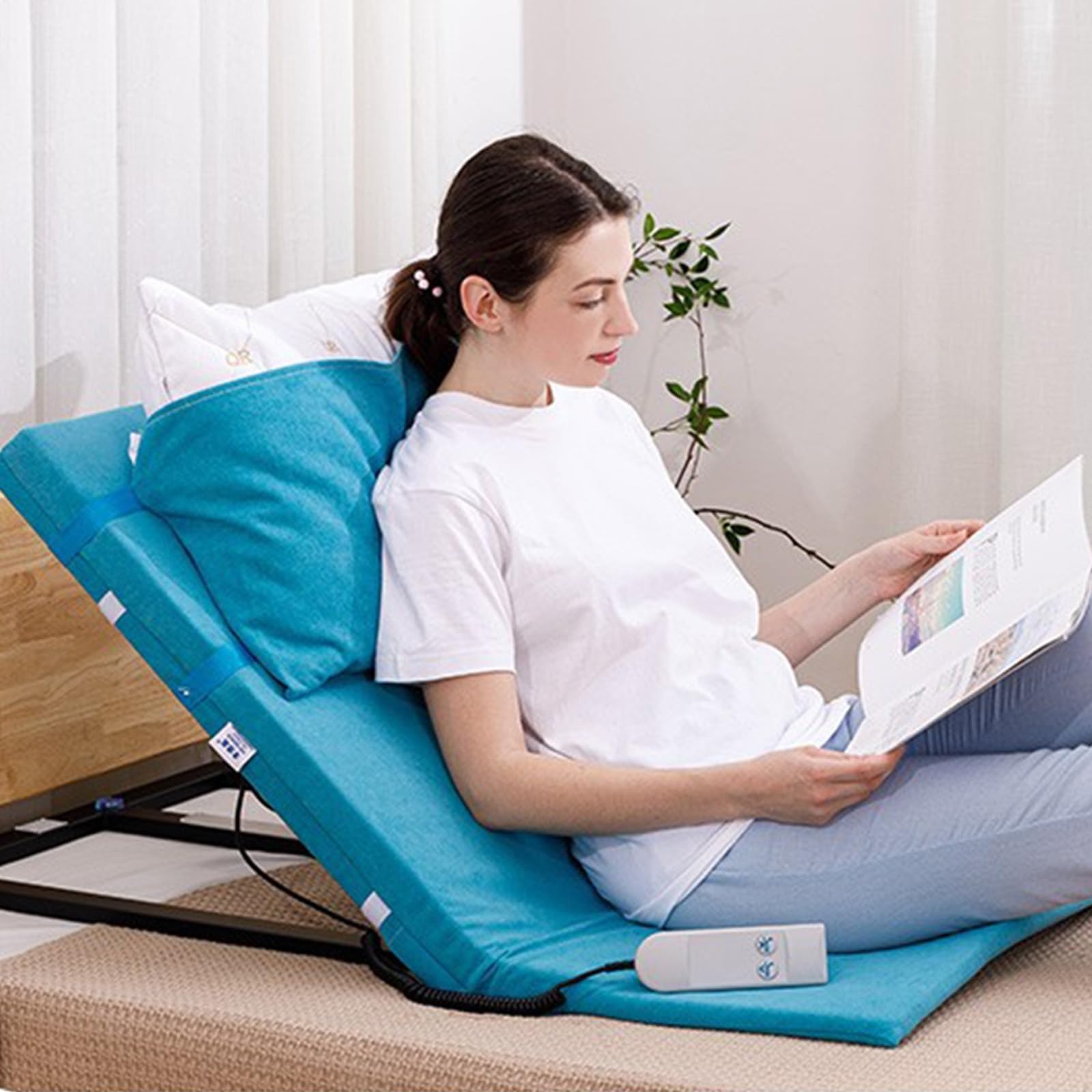 Respaldo de cama eléctrico ajustable con mando a distancia para sentarse y soporte lumbar, ideal para ancianos y comodidad