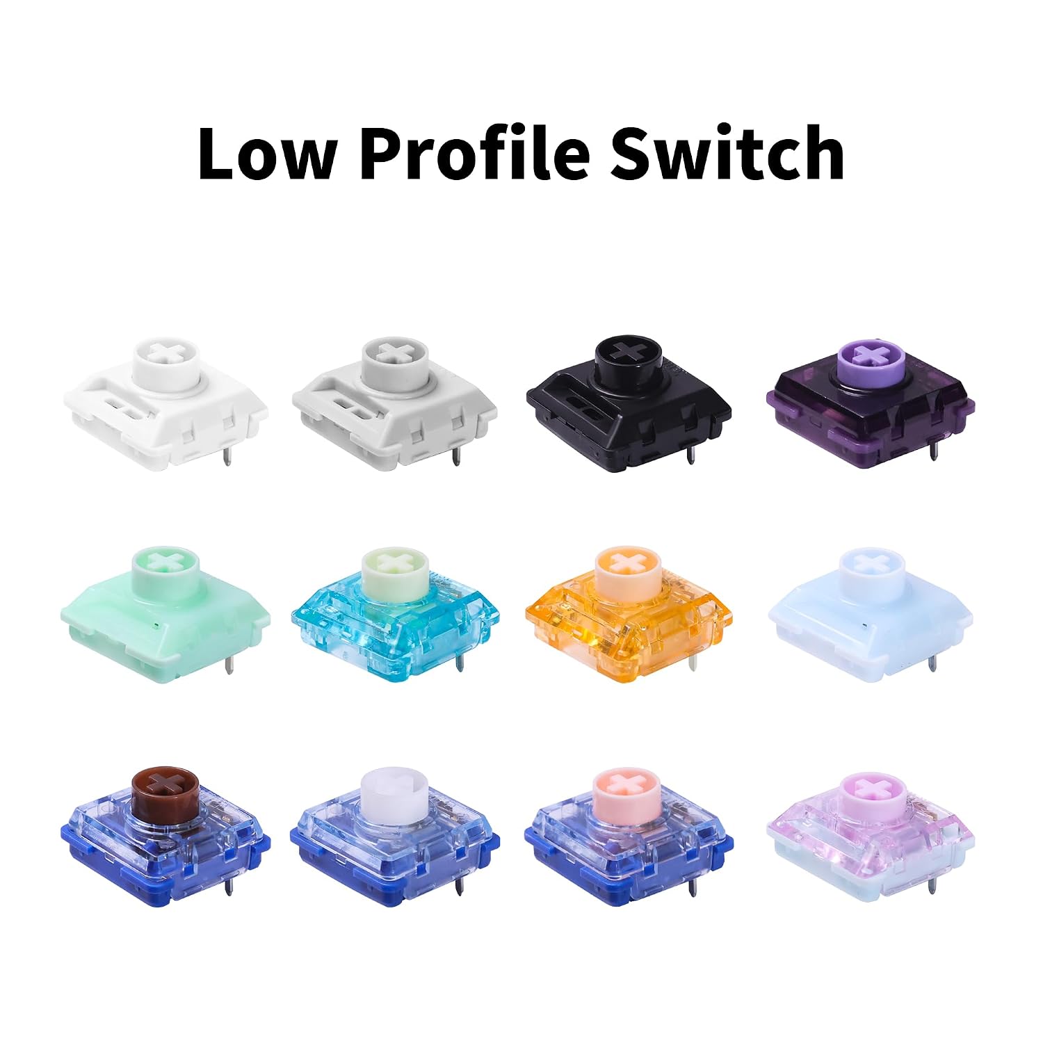 Low Profile Mechanical Keyboard Switches Tester Kit, 12 Switch Sampler with Linear, Tactile, and Clicky Types