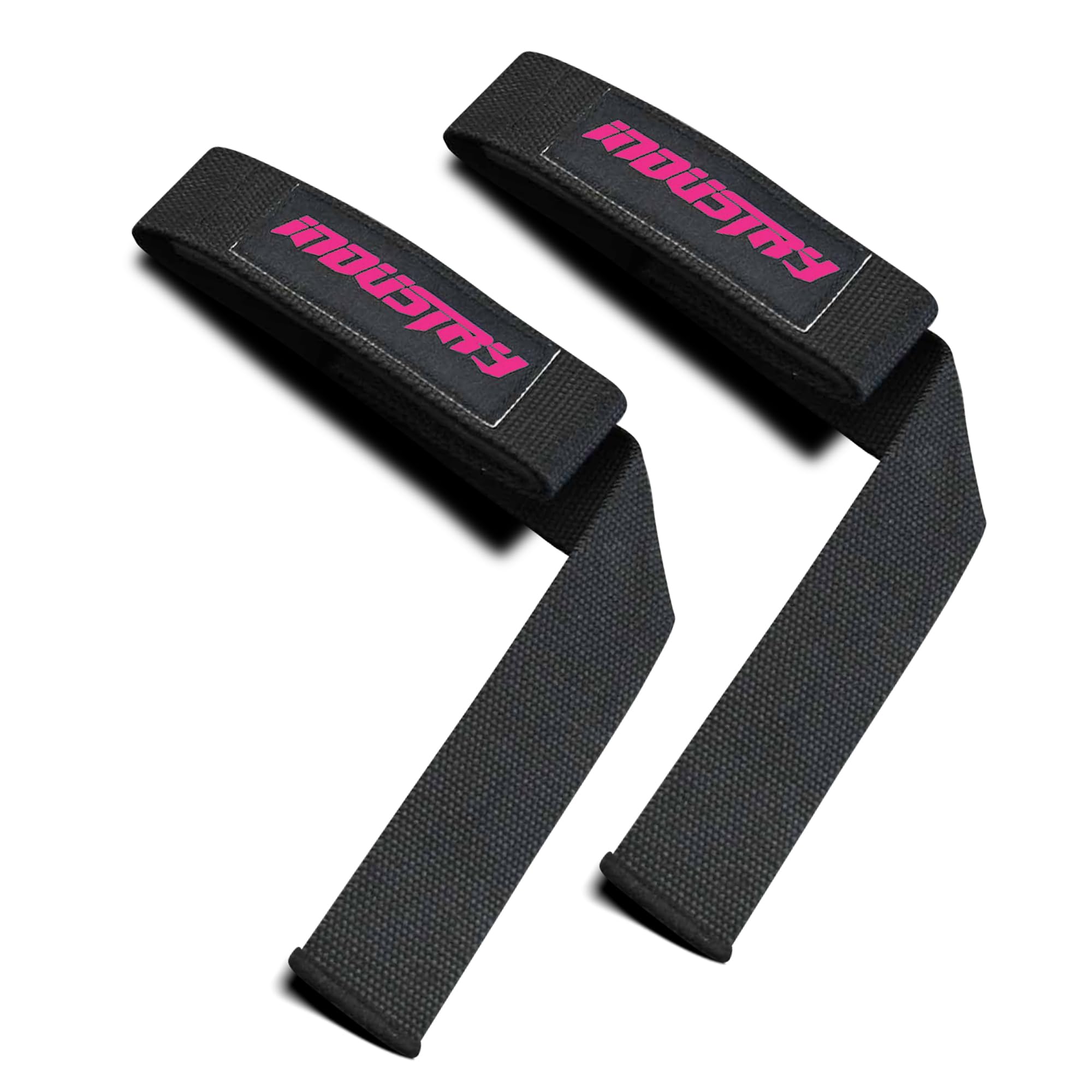 Team Industry Classic Lifting Straps 24" - Heavy-Duty Neoprene-Padded Weightlifting Wrist Wraps - Fray-Resistant Gym Straps, Powerlifting Grips (Black/Neon Pink)