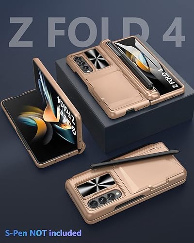 Miniatura 2 de Viaotaily Funda para Samsung Z Fold 4 con tarjetero y soporte para bolígrafo S y protección de bisagra, protector de pantalla integrado y cubierta