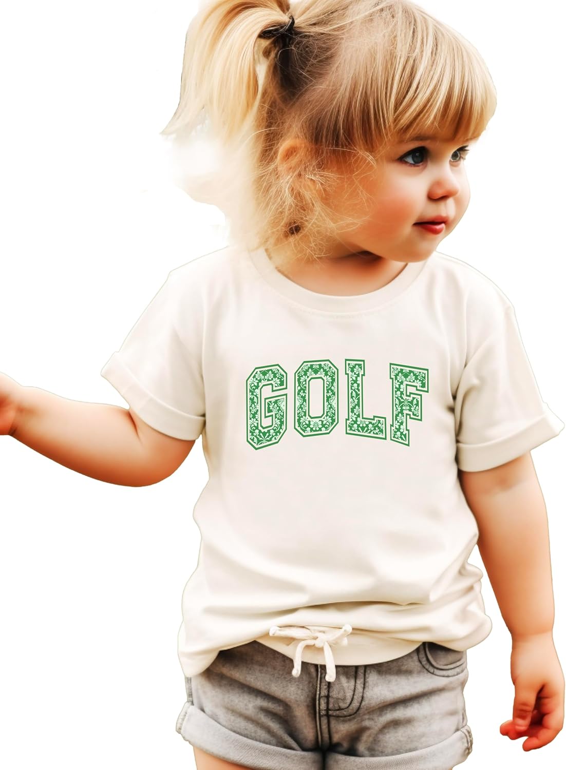 Cute Green Floral Golf Shirt for Women Teens and Girls Bright Spring Golfer Tee