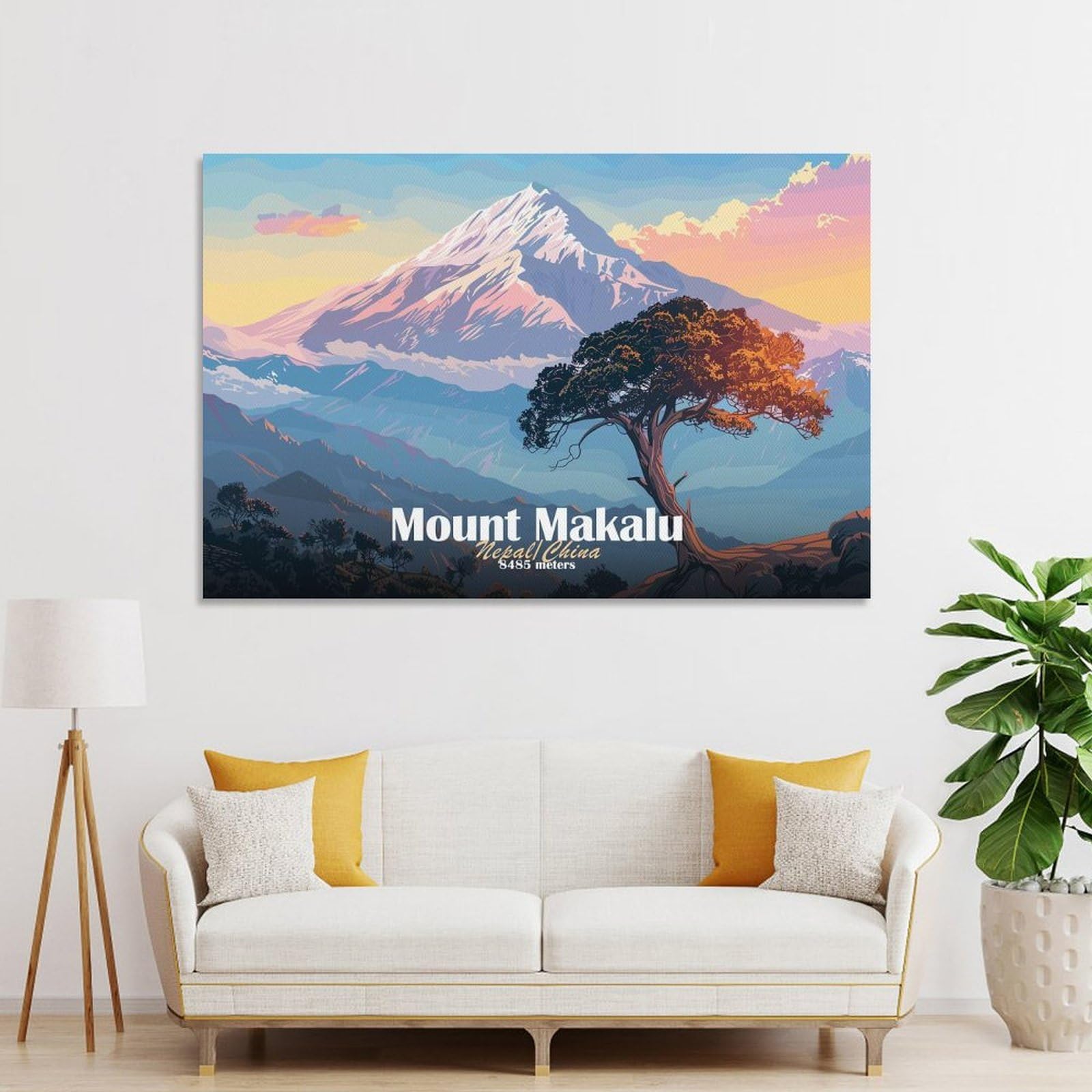 Junmoney Mount Makalu Landscape Decorative Wall Artwork 12x18inch(30x45cm), for Living Room, Bedroom, Office Or Hallway, Decorative Artwork with Broad Appeal