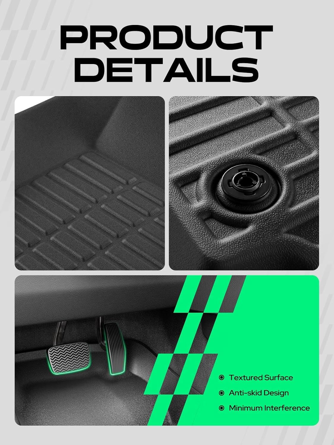 YHTAUTO Floor Mats Compatible with Buick Encore 2013-2023 (NOT GX) & Chevy Trax 2014-2023, TPE Floor Liners All-Weather Protection Custom Fit, 1st & 2nd Row, Set of 3 Black