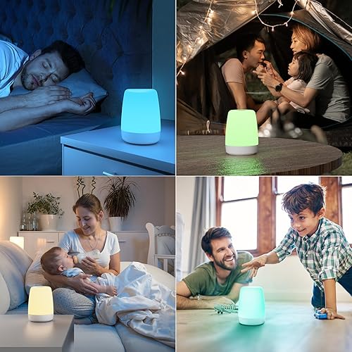Miniatura 7 de Vicsoon Luz nocturna para guardería, lámpara de noche táctil recargable, lámpara de mesa regulable RGB que cambia de color, lámpara de mesa