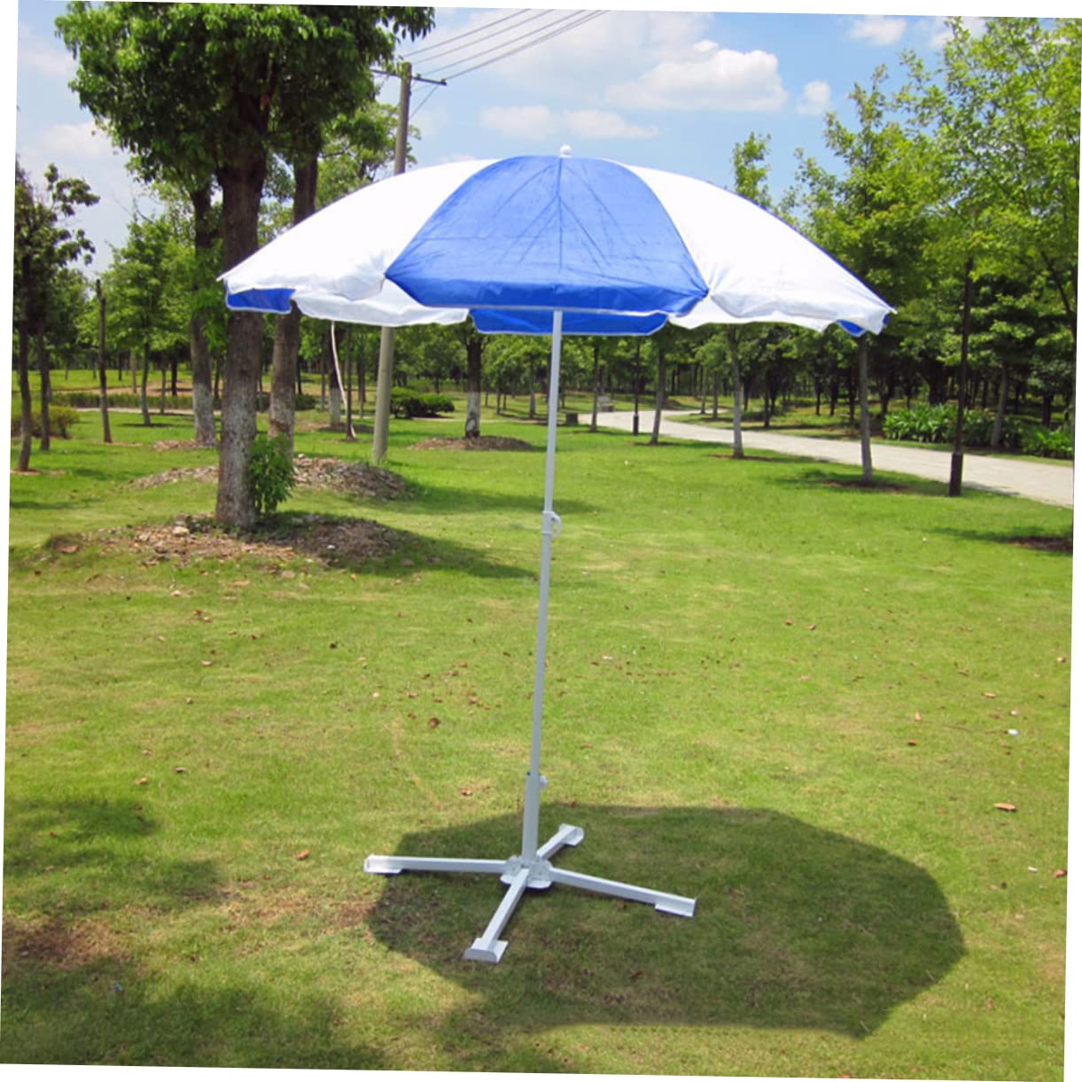 BESTonZON Lot De 2 Supports De Parasol pour Meubles De Jardin Parasol De Jardin Base De Parasol Base De Parasol Pieds De Parasol Grands Et Petits en Acier Blanc